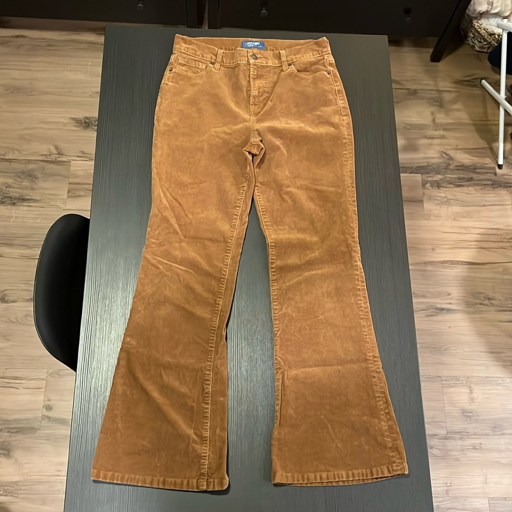 Old Navy Higher High-Waisted Flare Corduroy Pants Tan Brown Size 6 Full Length